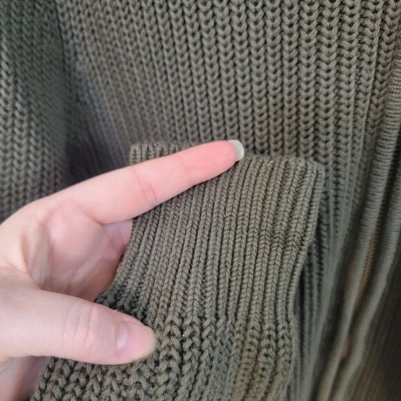 L.L. Bean Mens Mock Neck Green Sweater Cardigan Size‎ Medium - Picture 6 of 9